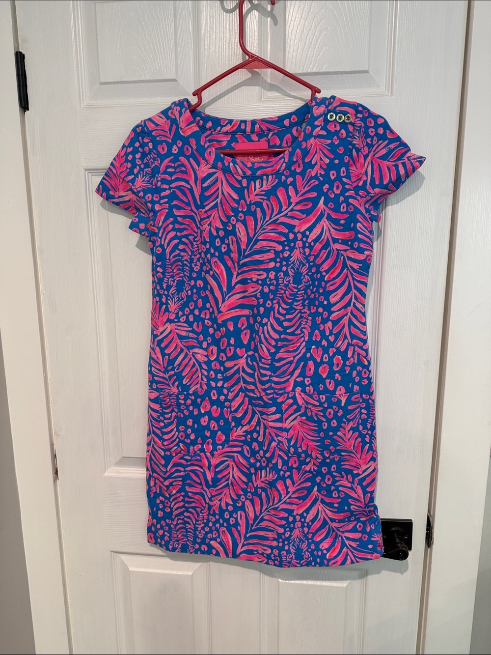 Lilly Pulitzer Blue and Pink Tropical Print Shift Dress size small